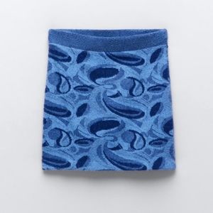 ZARA BLUE JACQUARD MINI SKIRT